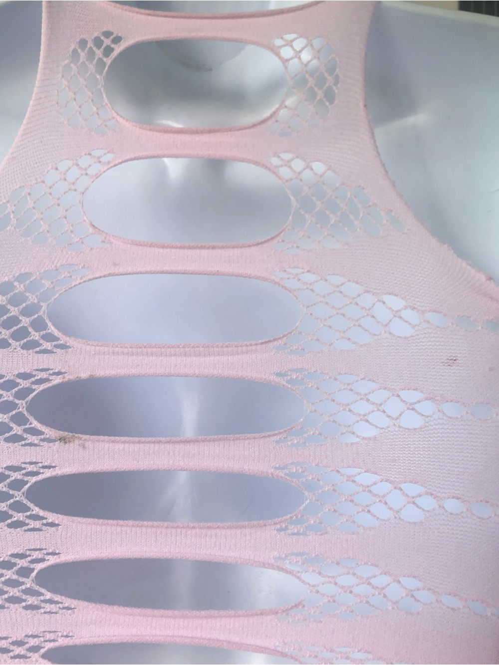 Pink Cutout Mesh Two-Piece Set - Picture 3 of 6